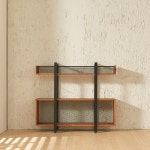 1200 서재 장식장 진열장 멀바우 원목 3단 책장 책장선반 다용도수납 인테리어선반 : 온리큐