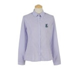 여성셔츠블라우스 여성반팔블라우스 플라워 랩 교복몰 스트라이프 둥근 카라 블라우스 (상촌중) 교복 : 플릿첵스