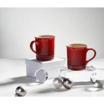 Le Creuset 스톤웨어 머그 4개 세트 각 414ml14온스 선홍색 : 에스와이투샵
