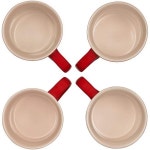 Le Creuset 스톤웨어 머그 4개 세트 각 414ml14온스 선홍색 : 에스와이투샵