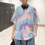 남성카라반팔티 남성카라티셔츠 남자티셔츠 남자 타이타이 스타일 번짐 나염 라운드 반팔티 : 픽처스그램8