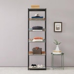 스틸 프레임 5단 수납 드레스룸 선반장 C 600 옷걸이 옷행거 자취옷수납 사무실행거 : 페블디