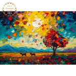 보석십자수 해뜨는 언덕 붉은 나무 대형 : 잼보석십자수
