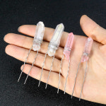 클래식럭셔리패션지팡이 천연 석영 크리스탈 포인트 머리핀 지팡이 요술 크라운 빗 스틱 에너지 스톤 여성 티아라 고딕 헤어 쥬얼리 선물... 