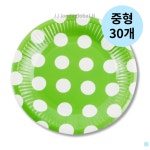 퓨어썬데이 접시 일회용품 그린도트 중형 10입 3개 : 이리와코리아