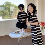 줄무늬 블랙 스트라이프 반팔 티셔츠 원피스 엄마 아들 패밀리룩 가족 시밀러룩 : 쏘금마켓