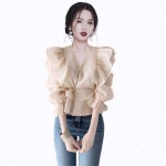 에프지컴퍼니 | 프릴 블라우스 시스루 쉬폰 : GB글로벌