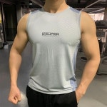 아이스 선풍기 조끼 얼음 쿨링 에어컨 작업복 등산 남성용 러닝  운동 민소매 셔츠 스 실크 보디빌딩 탑 신축성 있는 느슨한 트레이닝 여름 신상... 