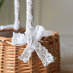 접이식 바구니 빨래 분리수거  절묘한 천연 등나무 보관 고리 버들 화분 손으로 짠 레이스 활 장식 피크닉 정원 웨딩 1PC : 추추컴퍼니