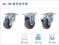 GL-50F 부영금속공업 비와이하드웨어 경하중용 캐스터 바퀴 휠 : 부영금속