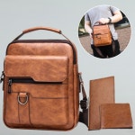 빈티지 캐주얼 남자 숄더백 남성 가죽 크로스백+지갑 3종 세트 : K-Fashionista