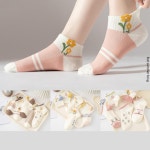 꽃무늬 양말 5세트 발목 여성 양말 : 주식회사 서진글로벌