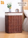 라탄빨래바구니 사각 햄퍼 세탁 뚜껑있는빨래바구니 대용량 : 비래커머스1