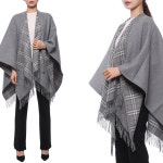 여성 체크 울 리버시블 케이프 (8071675 GREY 23F) : 유니코 셀렉트샵
