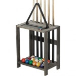 마이 기프트 빈티지 그레이 솔리드 우드 당구장 큐랙 바닥 스탠드 볼 및 분필 수납 홀더 슬롯 : 자온 프렌즈샵