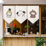 일식당 이자카야 쿠시카츠 다찌 노렌 천문발 일본 인테리어 거실 주방 커튼 일본식 숏 삼각 깃발 커피 스시 숍 하프 장식 걸이식 만화 삼각형... 