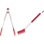 Ebonee대형 13인치 레드 스테인리스 파스타 통 실리콘 팁 스파게티 집게 서버 국수 요리 베이킹 음식 BBQ 주방 도구 : 벨레브오