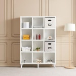 국산 4단 12칸 오픈 다리책장 3컬러 수납장 세련된 원목가구 : Hi-shop