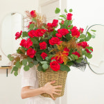 원모먼트 로맨틱 레드 바스켓 꽃바구니 배달 장미 생화 택배 전국 꽃배달 서비스 꽃배달싼곳 : 원모먼트 플라워