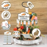 부활절 계단식 장식 용수철 테이블 나무 간판 농장 당근 토끼 3 단 : PGC1