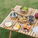 프라이팬 냄비 세트 야외 요리 캠프파이어 스테인레스 스틸 식기 프라이팬 도시락 : 인샬라1