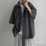 남자 오버핏 캐주얼 데님  카라넥 반팔 티셔츠 박스핏 슬렉스 여름 청남방 : gracemall