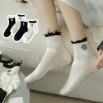 여성양말 명품 까멜리아 스마일 빈티지 긴양말 4켤레 세트 : 고운발