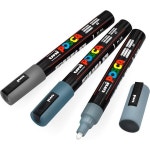 유니볼 POSCA PC5M 페인트마커 아트펜 1.82.5mm – 그레이 딥그레이 슬레이트그레이 3팩 : 마켓스피드
