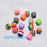 비즈  주얼리부 스페이서 믹스 컬러 라운드 레진 스트라이프 큰 구멍 목걸이 피팅 DIY 팔찌 액세서리 11mm 50 개 : 엠제이에스스타