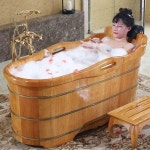 나무 대형 반신욕 간이 손잡이 목욕탕 성인 가정용 히노끼 습식 스팀 찜질 : 마미꼬미몰
