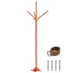 피뢰침 연결 클램프가 있는 구리 UL 목록 주택 지붕 방갈로 양철장용 3극 스파이크 황동 분리형 보호 장비 (1.7)FT 피뢰침) : 쇼핑월드3