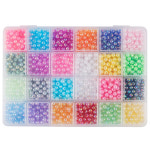 진주비즈 DIY 주얼리 귀걸이 공예용 구멍 비즈 바느질 의류 재료 6mm AB 컬러 플라스틱 구슬 G0727 : 도하인터내셔널bb