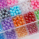 진주비즈 DIY 주얼리 귀걸이 공예용 구멍 비즈 바느질 의류 재료 6mm AB 컬러 플라스틱 구슬 G0727 : 도하인터내셔널bb