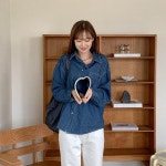 [헤이레이디] 온더핏 코튼 데님셔츠 : 코디북