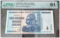 ●상품번호-가384●Zimbabwe 100조 pmg64등급epq : 화폐박사님