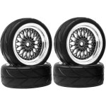 RC카 부품 대형 입문용 타이어 4PCS 64mm RC 도로용 고무 플라스틱 도금 휠 림 세트 12mm 육각형 1 10 런플래팅 투어링 레이싱... 