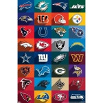 트렌드 인터내셔널 NFL 리그 로고 24 벽 포스터 22.37인치 x 34.00 프리미엄 언프레임 버전 Premium Poster & Mount Bundle : 굿칩패스트24