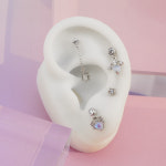 (바교체 무료) 하트 크라운 스타 롱 체인 드롭 피어싱 4type 러블리 럭셔리 노블 : 누이노아