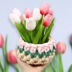용화케어 업사이클링 양말목 공예 꽃 튤립 바구니 만들기 DIY 세트 : 용화케어