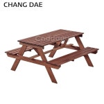 FC163 야외 정원 원목 벤치 테이블 세트 카페 리조트 펜션 인테리어 아웃도어 가구 : 창대씨엔디가구
