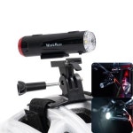 자전거 헬멧 라이트 전면 및 후면 라이트 USB 충전식 LED 방수 MTB 헤드라이트 미등 슈트 고프로 거치대 2 in 1 : 월드셀렉커머스