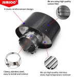 SUMSOO 범용 타원형 경사 카본 머플러 팁 광택 블랙 곱슬 엣지 배기 1 개 : -산업-용품-부품-