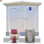 포세식화장실 양변기1개 소변기1개 EA-2 산업용 공사장 야외화장실 캠핑장 : 명민 상사