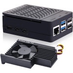 라즈베리 파이 5용 아머 라이트 V5 액티브 쿨러가 장착된 GeekPi ABS 케이스 알루미늄 방열판 및 냉각 팬블랙 : 오늘도기쁨35