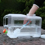 캠핑용 대형물통 투명 실외 말통 등산용 수도꼭지 생수통 물통 3L 사각 버킷 : 더잇담