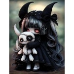 tigdtiu 5D 다이아몬드 페인팅 키트 성인용 Gothic Diamond Art Kits 초보자용DIY 다크 라운드 풀 원석 아트 벽 장식용 라인스톤... 