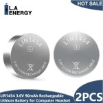 컴퓨터 헤드셋 이어폰 단추 셀용 충전식 리튬 배터리 LIR 1454 CR1454 ICR1454S LIR1454 3.6V 90mAh 2 개 : 바이업스토어