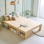 미엔우드 원헤드 천연 원목 평상형 침대 프레임 돌침대 평상 주문제작 선반형 싱글 S : 우드노크