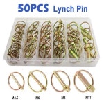 린치 잠금 핀 모음 키트 헤비 듀티 용수철 스틸 고리 핀 농장 트랙터 트레일러 트럭 예초기 M4.5  M11 50 개 : 올데이바이