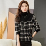 여성 핏예쁜 모직 코트 세일러 니트 추동 체크 아우터 소뿔단추 숏 모조밍크 인기3 : 뚜떼르5호점